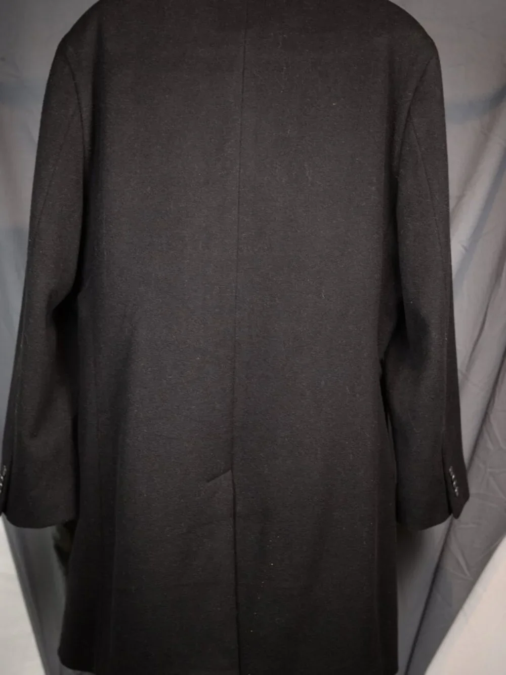 Joseph Abboud Black Wool Cashmere Blend Single Breasted Overcoat 48R